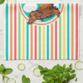 長髪ダシュント明るいレインボーストライプズ キッチンタオル (折り畳み)