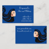 長髪メイクアップブルーの美人 名刺 (正面/裏面)