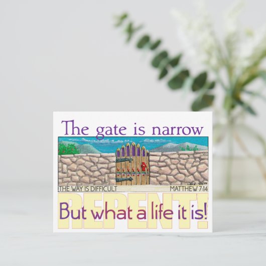 門が狭い ポストカード (スタンド正面)