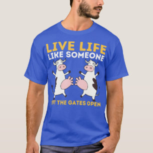門が開いた離れような生活 – 牛 Tシャツ