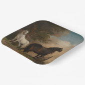 門の近くの牧草地に二頭の馬(パウルスポッター) ペーパープレート (傾斜あり)