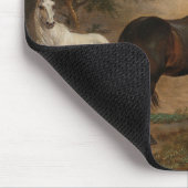 門の近くの牧草地に二頭の馬(パウルスポッター) マウスパッド (コーナー)