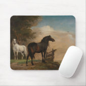門の近くの牧草地に二頭の馬(パウルスポッター) マウスパッド (マウス)