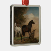 門の近くの牧草地に二頭の馬(パウルスポッター) メタルオーナメント (右)