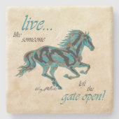 門戸を開け離れてのように生きる ストーンコースター (正面)