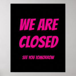 閉じた看板、黒とピンクの看板 ポスター