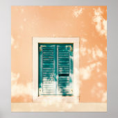 閉じた緑の木製のドア ポスター (正面)