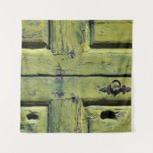 閉じた茶色の木製2枚扉 タペストリー (正面(横))