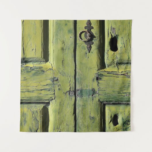 閉じた茶色の木製2枚扉 タペストリー (正面)