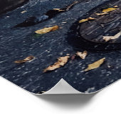 閉じた赤い木製のドアを示す白い建物 ポスター (角)