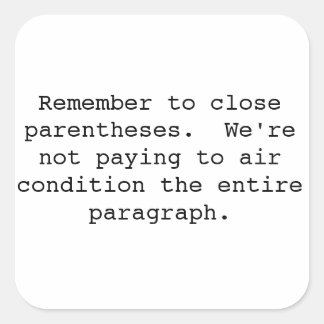 閉じ括弧ステッカー スクエアシール