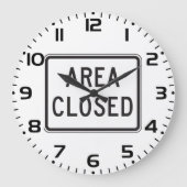 閉域標識警告の制限区域 ラージ壁時計 (正面)