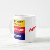 閉経おもしろいモーメント・モノグラムを有する コーヒーマグカップ (正面左)