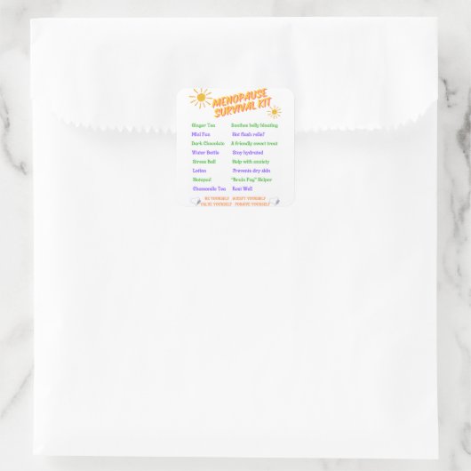 閉経期ギフトステッカー スクエアシール (バッグ)