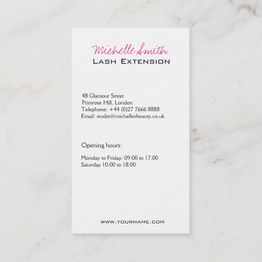 閉鎖した目の長い鞭の鞭延長 名刺 (裏面)