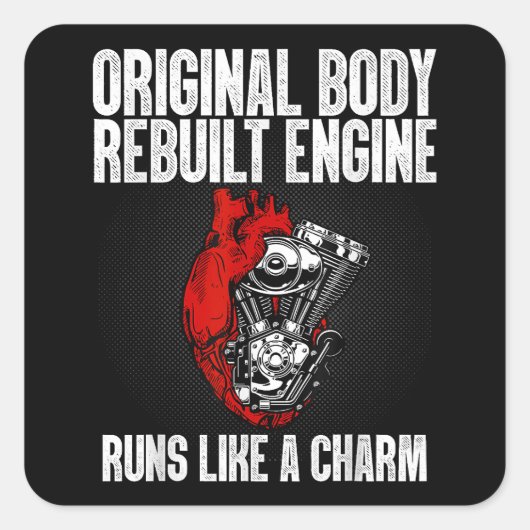 開いたおもしろいハート手術回復生存者ギフト私 スクエアシール (正面)