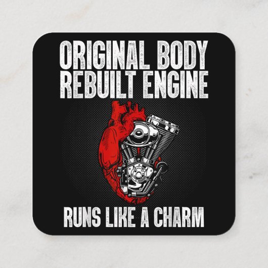 開いたおもしろいハート手術回復生存者ギフト私 スクエア名刺 (裏面)