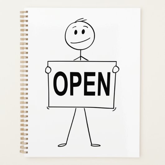 開いたおもしろい看板を持つステッキの図形 プランナー手帳 (正面)