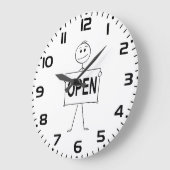 開いたおもしろい看板を持つステッキの図形 ラージ壁時計 (傾斜)