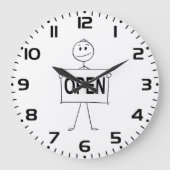 開いたおもしろい看板を持つステッキの図形 ラージ壁時計 (正面)