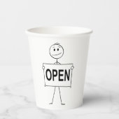 開いたおもしろい看板を持つステッキの図形 紙コップ (正面)