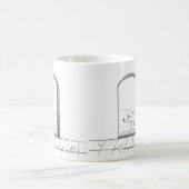 開いたり閉じたりするドアのスケッチとイラスト コーヒーマグカップ (中央)