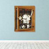 開いたガラス張りの戸棚の踏み台 キャンバスプリント (インサイチュ (ウッドフロア))