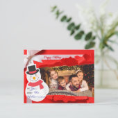 開いたギフトが家族の写真を明らかにする幸せな休日 ポストカード (スタンド正面)