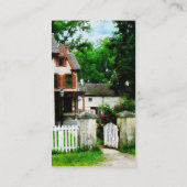 開いたゲートが付いているビクトリアンな家 名刺 (裏面)