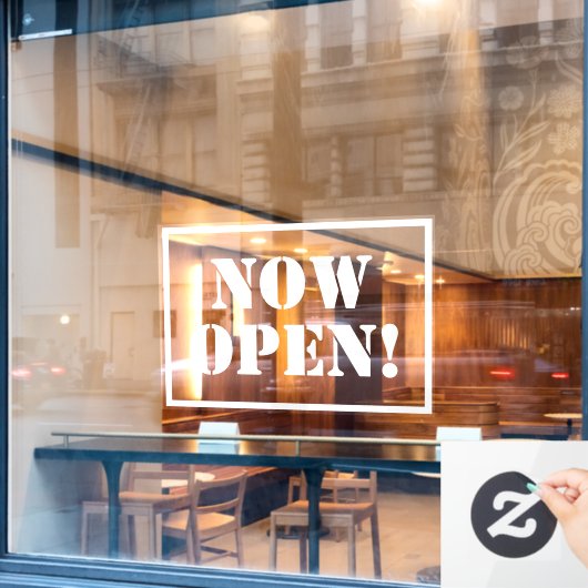 開いたサインウィンドウの固定 ウィンドウサイン (カフェ窓)