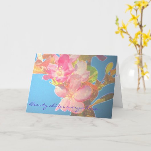 開いたハート カード (黄色い花)