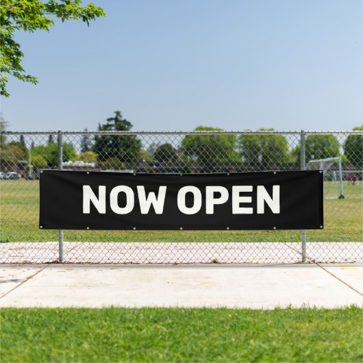 開いたバナー（黒） 横断幕 (インサイチュ)