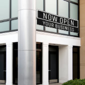 開いたバナー（黒） 横断幕 (ビルの外側)