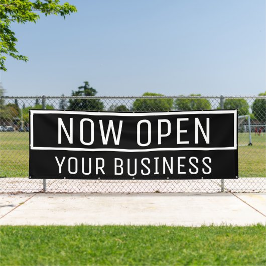 開いたバナー（黒） 横断幕 (インサイチュ)