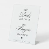 開いたバーの看板、飲み物は私たちの上にある |の結婚サイン 台座サイン (正面)