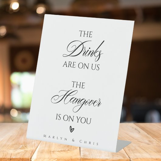 開いたバーの看板、飲み物は私たちの上にある |の結婚サイン 台座サイン