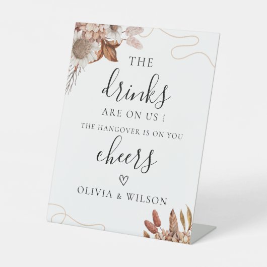 開いたバーの看板、飲み物は私たち結婚の 台座サイン (正面)