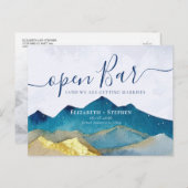 開いたバー金ゴールド結婚山の写真の日付を保存 案内ポストカード (正面/裏面)