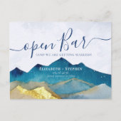 開いたバー金ゴールド結婚山の写真の日付を保存 案内ポストカード (正面)