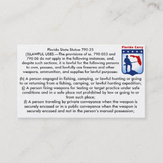開いたフロリダの火器は法律の名刺を運びます。 名刺