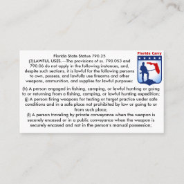 開いたフロリダの火器は法律の名刺を運びます。 名刺