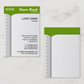 開いたブック（縦） – 緑 名刺 (正面/裏面)