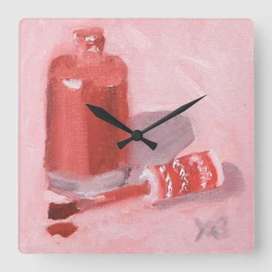 開いたボトル スクエア壁時計 (正面)