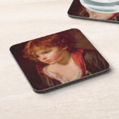 開いたワイシャツを持つ金髪の男の子 コースター (左側)