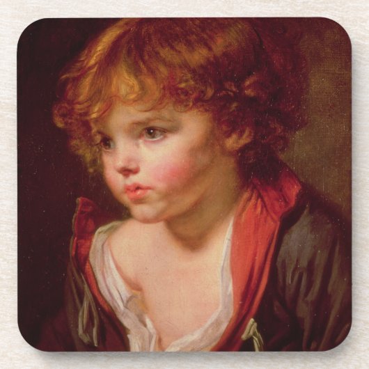 開いたワイシャツを持つ金髪の男の子 コースター (正面)