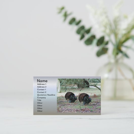 開いた分野の感謝祭日の野生の七面鳥 名刺 (スタンド正面)