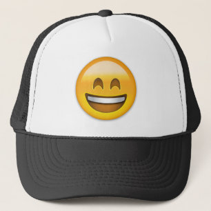 開いた口が付いている微笑の顔及び微笑の目Emoji キャップ