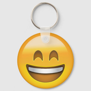 開いた口が付いている微笑の顔及び微笑の目Emoji キーホルダー