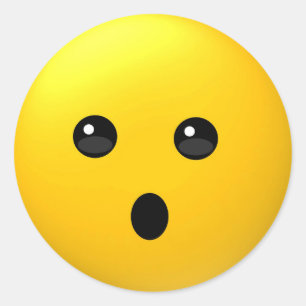 開いた口のemojiのステッカーが付いている顔 ラウンドシール
