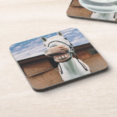 開いた口を持つ馬のクローズアップ コースター (左側)